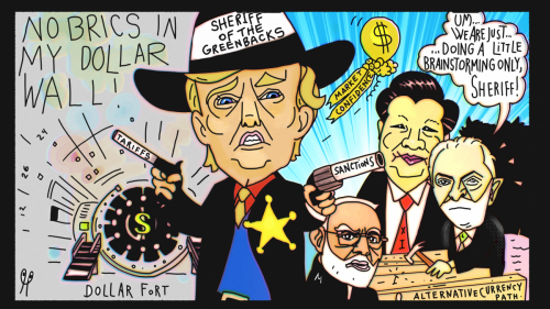 President Donald Trump Political Cartoon Lula XI Modi