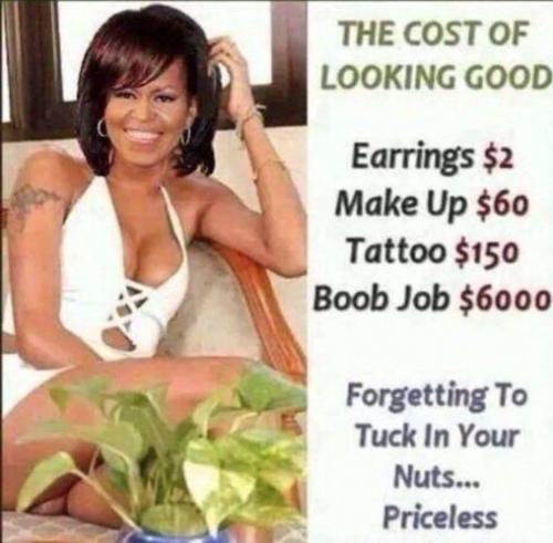 Michelle forgetting to tuck in her nuts