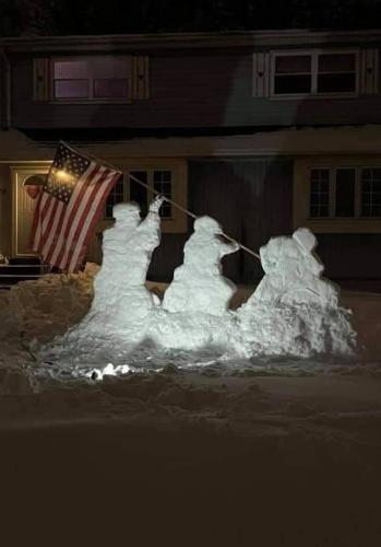 Flag - Iwo Jima made from snowmen