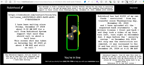Still waiting for the support call 2 days now You're in Line  Dec 28 2024 1749 PM EST
