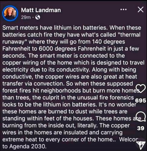 Wildfires ~Smart Meters and Lithiom Batteries~