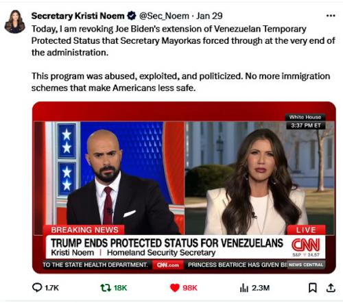 Kristi Noem Revoking Biden's Extention