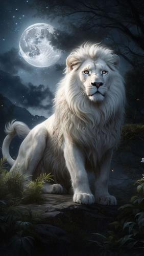 Lion by moon