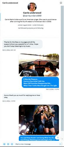 Carrie Underwood Reply on X