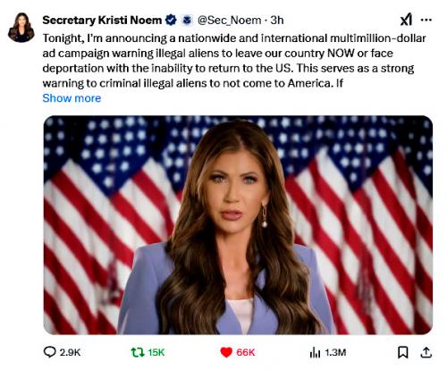 Kristi Noem ~Warning Illegals~