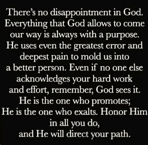 No disappointment in God