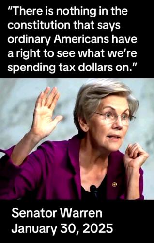 Elizabeth Warren ~Hiding Tax Spending~