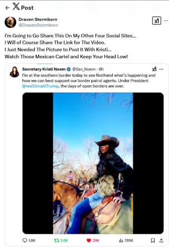 Kristi Noem Riding The Mexican Boarder