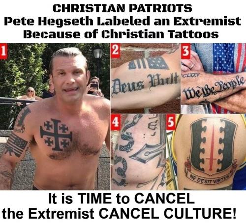 Pete Hegseth Labeled an Extremist Because of Christian Tattoos