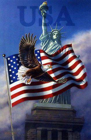 Eagle and statue of liberty
