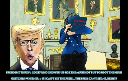 President Donald Trump Political Cartoon Gretchen Whitmer