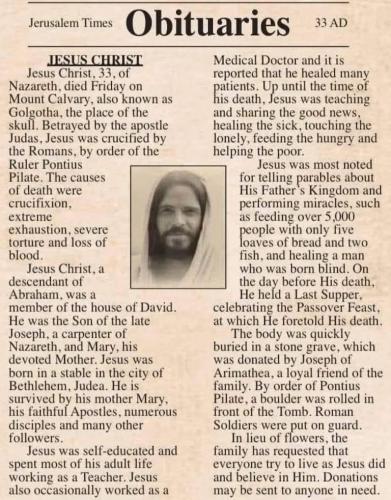 JESUS OBITUARY