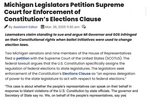 MI elect legislate only