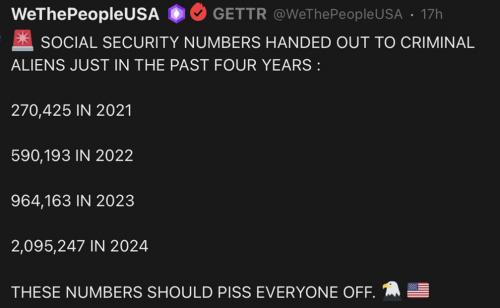 4M SS #s for illegals