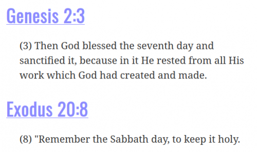 Genesis 2:3 Exodus 20:8