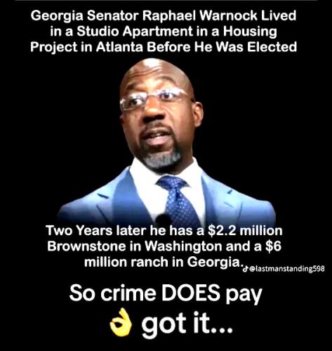 Senator Warnock ~Crime Doesn't Pay~