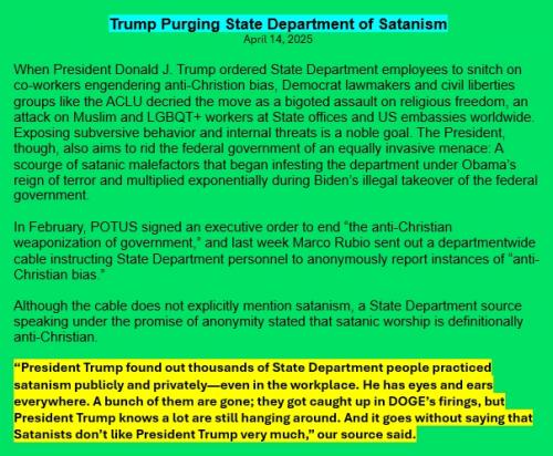 TrumpPurgingStateDeptSATANISM