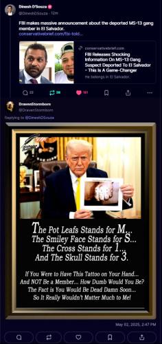 Trump Shows MS13 Gang Tats on El Salvadorian's Hand