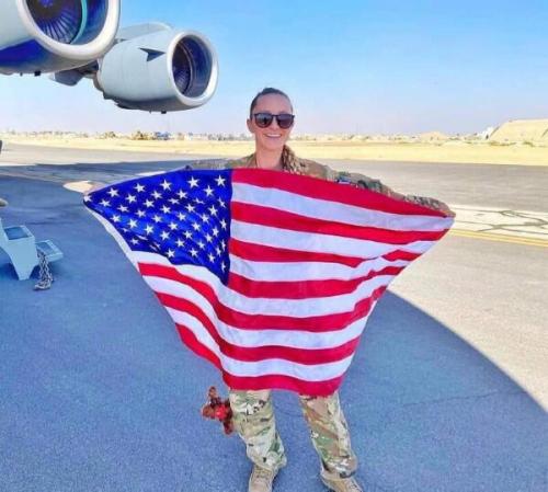 Salute to the flag on the tarmac