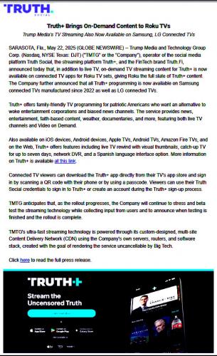 Truth+ Brings On-Demand Content to Roku TVs