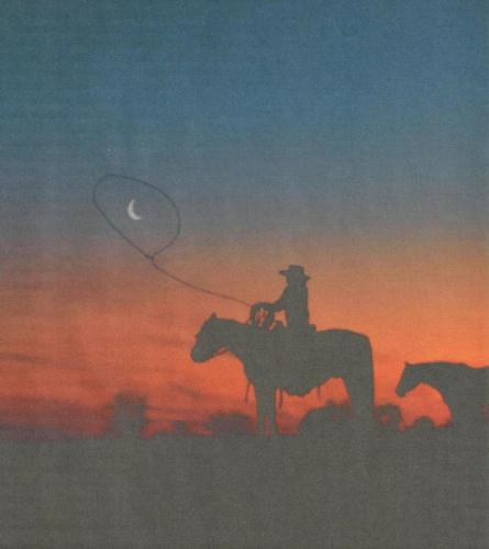 Good Night - Cowboy lassoing the moon