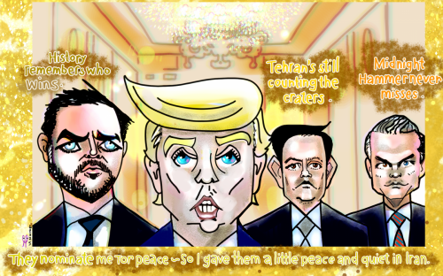President Trump white house pete hegseth marco rubio  JD vance Political cartoon