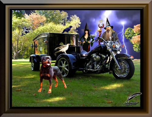 Black Harley Hearse ~Elvira Edition~ Original Riders