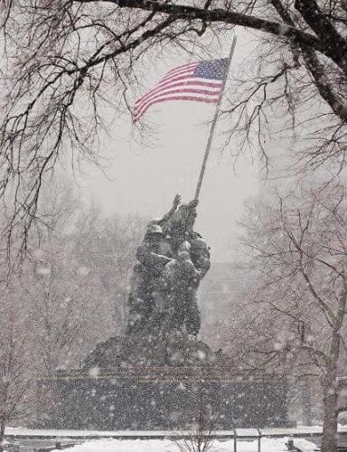 Flag - Iwo Jima Monument 5 with snow