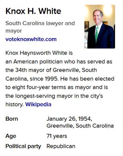 Greenville South Carolina's Knox White ~ Lindsey Graham's Replacement~ 2