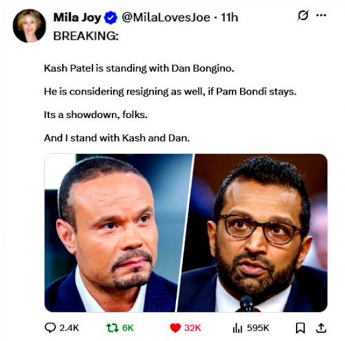 Epstein Files ~Kash Patel is Standing Down with Dan Bongino if Bondi Stays~