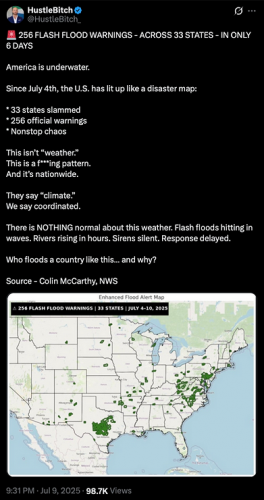 7-10-25 256 Flash Flood Warnings across 33 States