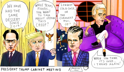 Political cartoon Marco Rubio Donald trump pete hegseth jeffrey epstein