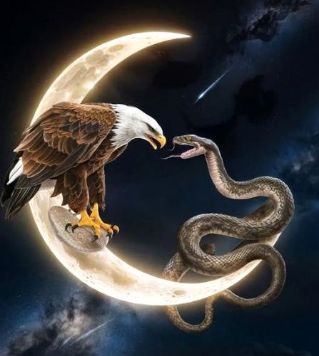 083125 - Eagle, snake, cresent moon