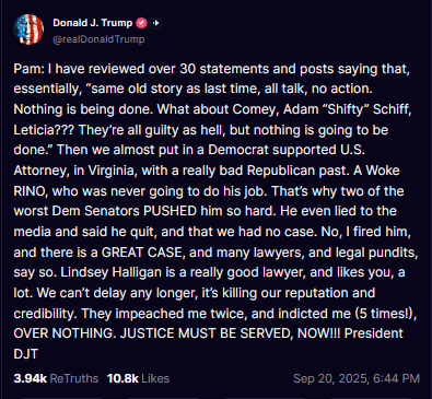 9-20-25 All Talk No Action @AGPamBondi