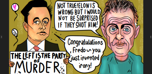 ELON CHRIS CUOMO MUSK political cartoon