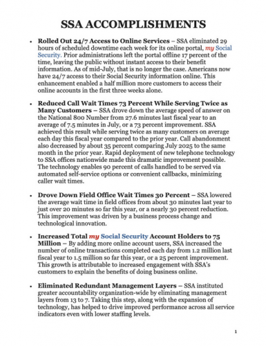 9-4-25 #SSA Accomplishments under Trump Pg1