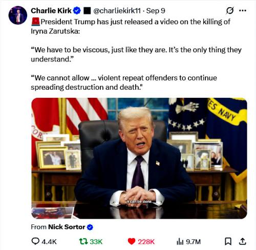 Charlie Kirk Post ~Trump Knowing We Need to Be Vicious~