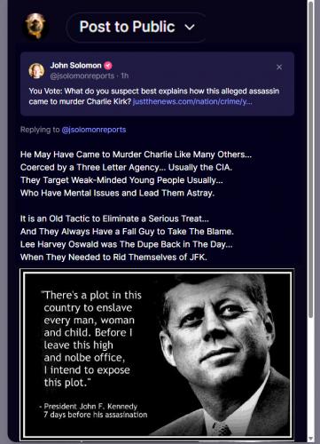 Charlie Kirk Murder Reply ~John Solomon~ JFK 7 Days