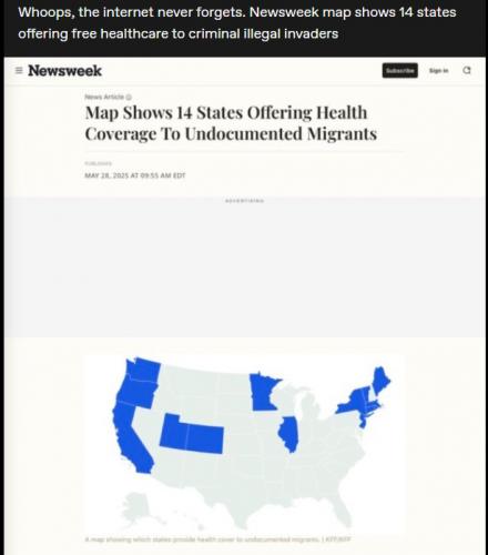 States offering health care illegals, May 2025