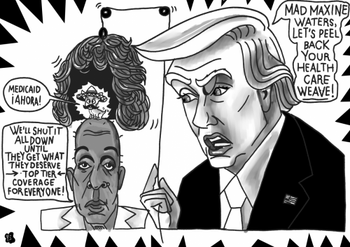President Donald Trump Political cartoon inktober maxine waters