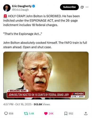 Jphn Bolton Chared Ubder The ESPIONAGE Act
