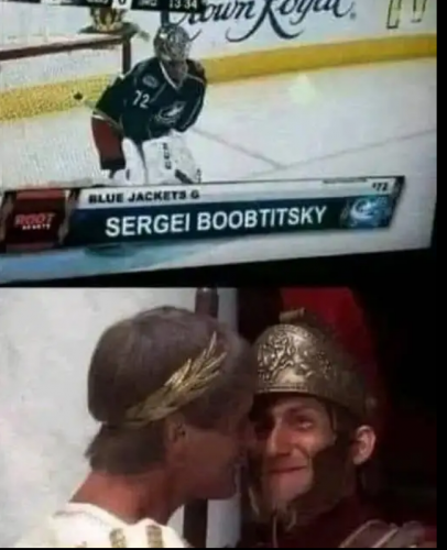 a 2014 broadcast graphic error by ROOT Sports, incorrectly rendered Columbus Blue Jackets goaltender Sergei Bobrovsky's surname as Boobtitsky during a playoff game.