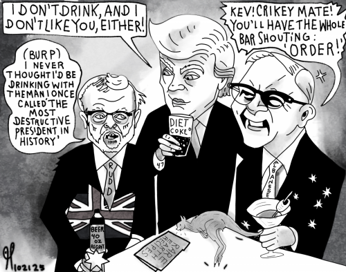 President Donald Trump Tony Albanese Kevin Rudd Political cartoon australia