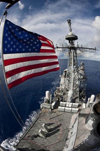 Flag - On ship from above