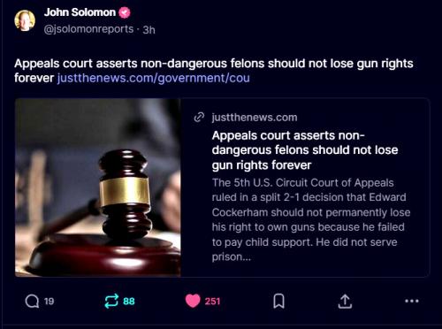 John Solomon Post ~Non-Violent Felons Should Loose Their Guns FOREVER~