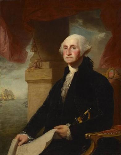 A Gilbert Stuart portrait of George Washington, two years before his death.