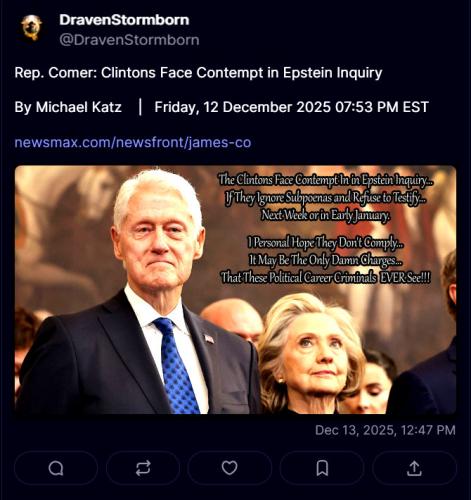 Clintons Face Contempt in Epstein Inquiry