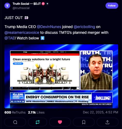 Trump Media Merger  ~Fusion Energy~