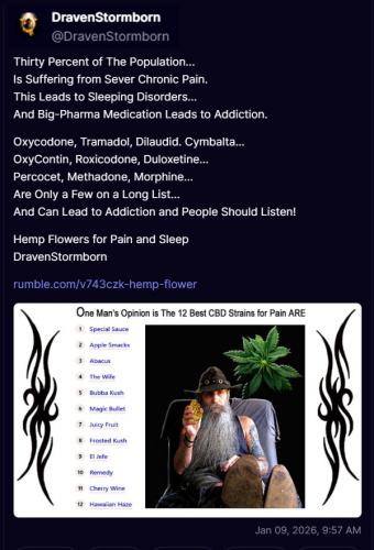 Hemp Flowers for Pain ~Truth Social Post~