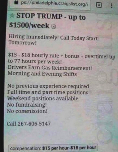 1-20-26 Protestors Wanted Philadelphia Craigs List